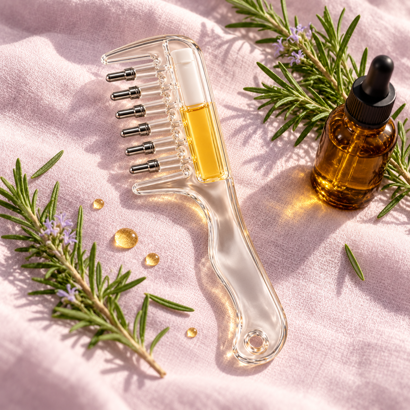 Clear SilkFlow comb with oil in the tank